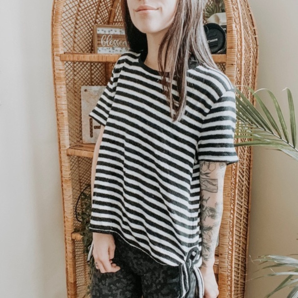 Madewell Modern Stripe Side Tie Tee S